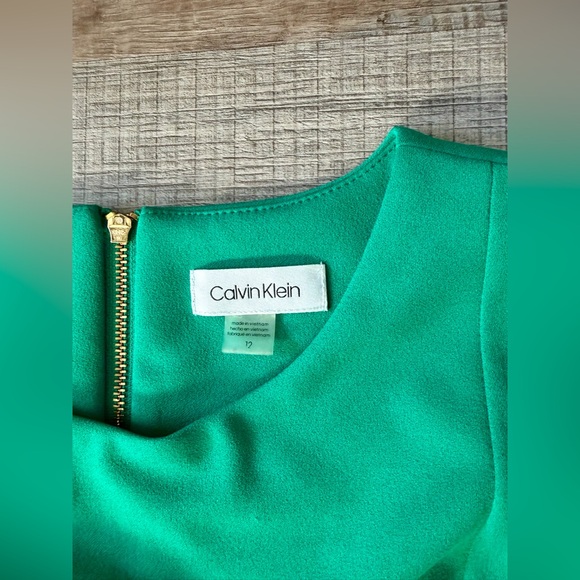 Calvin Klein Sheath Dress Meadow Green 12 Wedding Modest Office Career - Picture 3 of 4